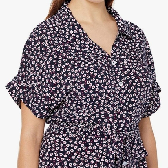 BROVAVE Short Sleeve Shirt Button Down Polka dot Midi dress - Picture 3 of 10